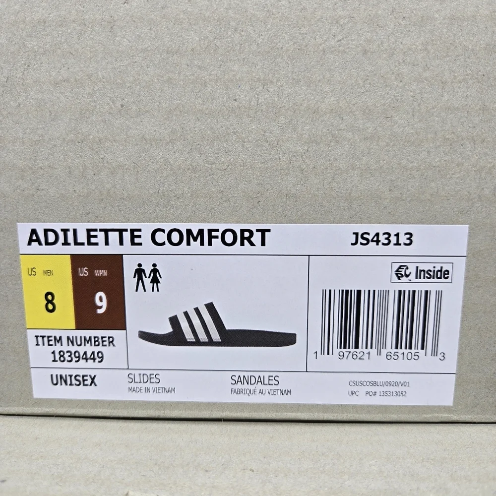 New adidas Adilette Comfort Slides Black White Men's Shoes Size 8
